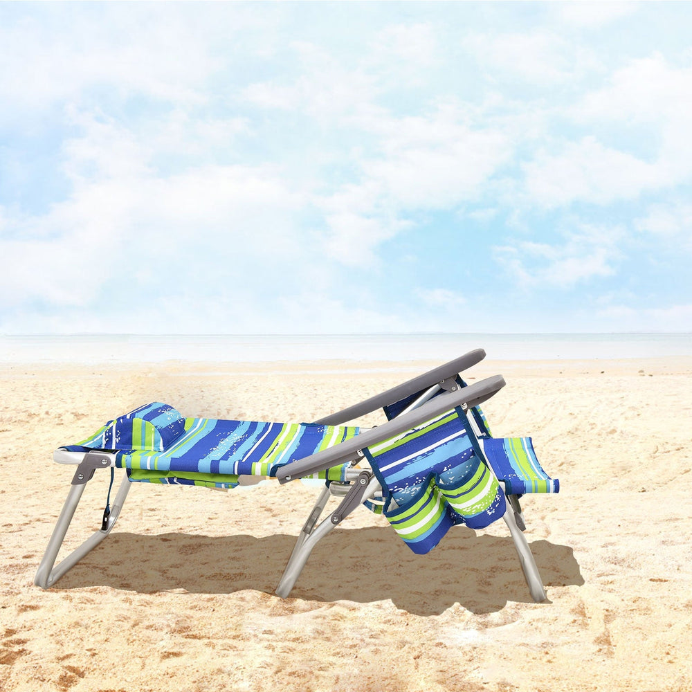 2 Pieces Folding Backpack Beach Chair with Pillow-Pink