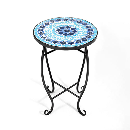 Outdoor Indoor Steel Accent Plant Stand Cobalt Table