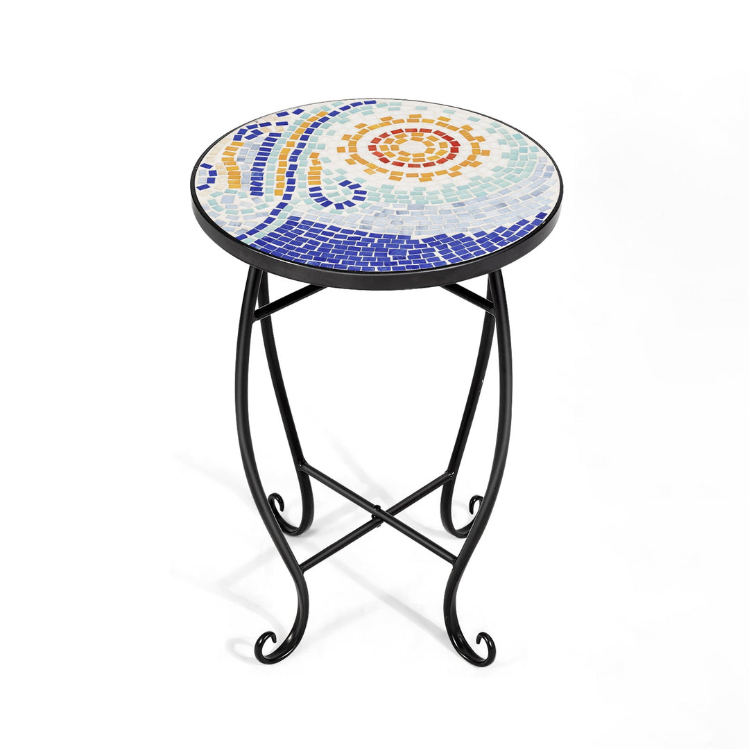 Outdoor Indoor Steel Accent Plant Stand Cobalt Table