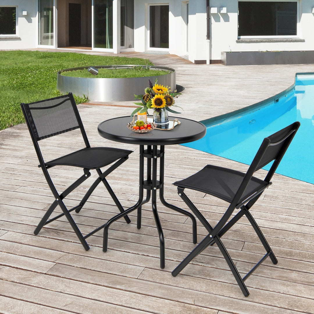 5 Pieces Patio Rattan Furniture with 2 Ottomans and Tempered Glass Coffee Table-Red