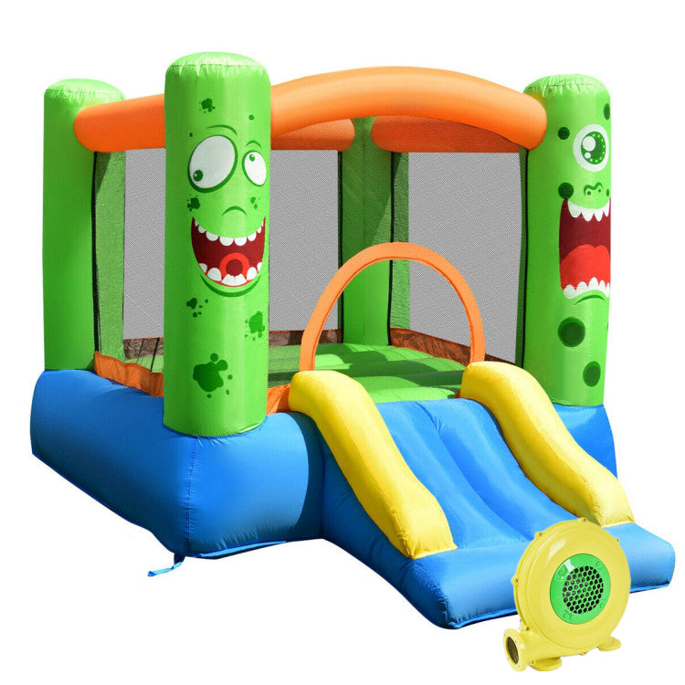 Inflatable Castle Bounce House Jumper Playhouse with Slider for Kids