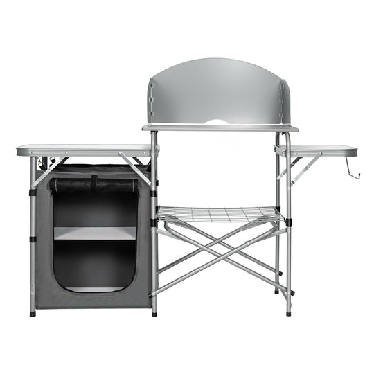 Foldable Outdoor BBQ Portable Grilling Table With Windscreen Bag