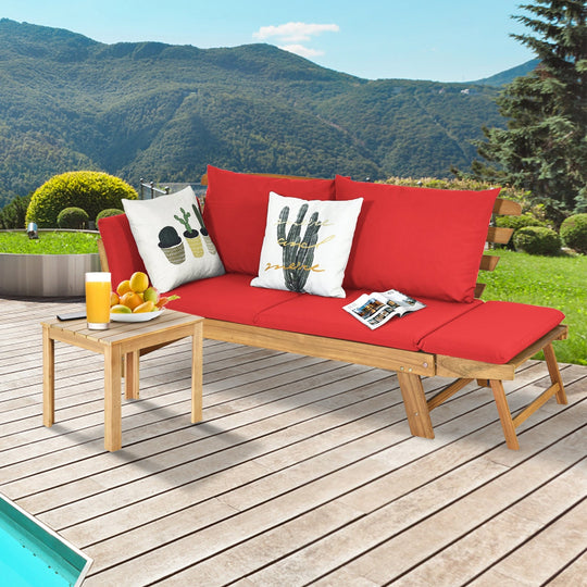 Adjustable Patio Convertible Sofa with Thick Cushion