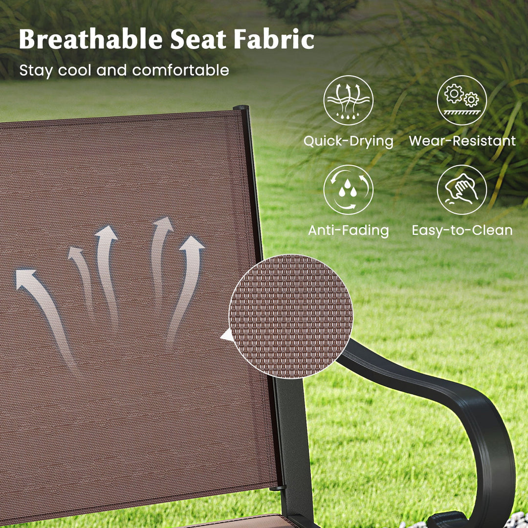 Outdoor Counter Height Bar Stools Set of 4 with Breathable Mesh Fabric