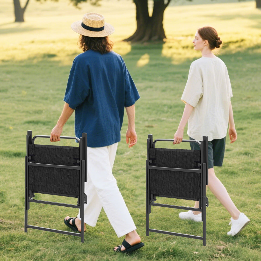 Set of 2/4/6 Outdoor Folding Chairs with Breathable Seat