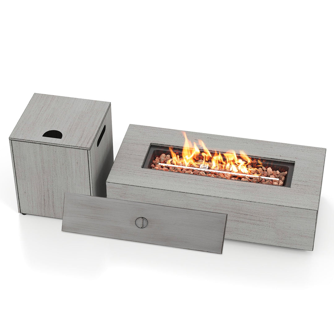 42 Inch 50 000 BTU Outdoor Rectangular Fire Table with Tank Holder