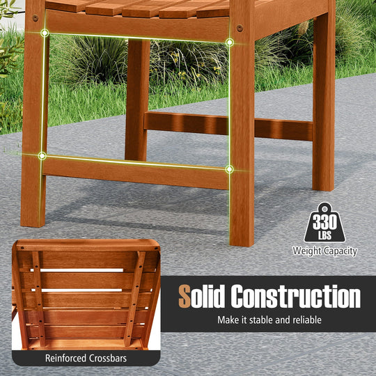Outdoor Wooden Dining Chairs with Inclined Backrests and Slatted Seats
