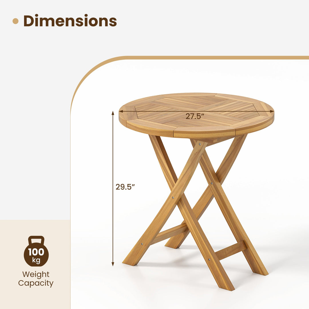 Patio Teak Wood Dining Table with Slatted Tabletop and Sturdy X-Shaped Frame