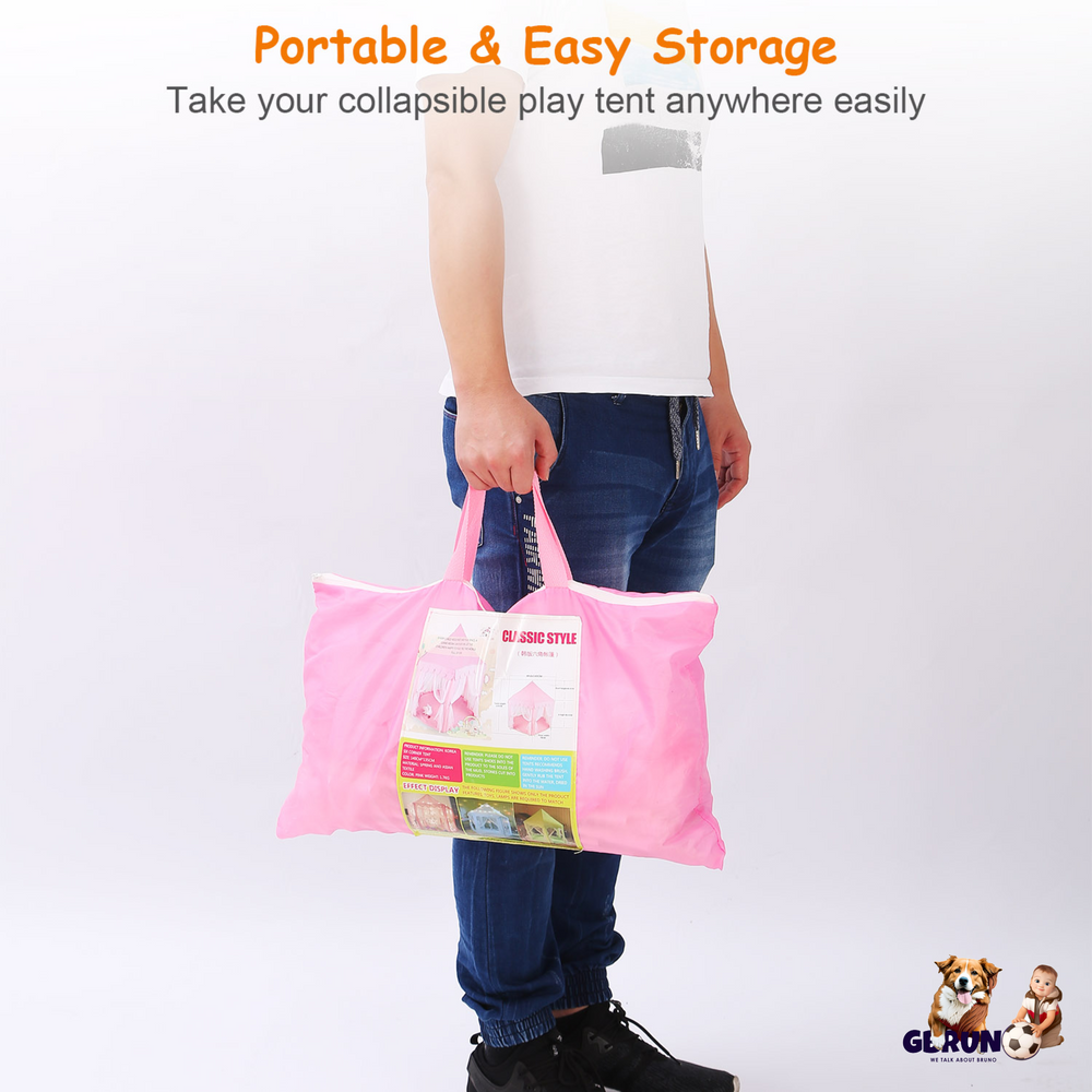 Kids Play Tents Princess for Girls Princess Castle Children Playhouse Indoor Outdoor Use w/ Carry Case