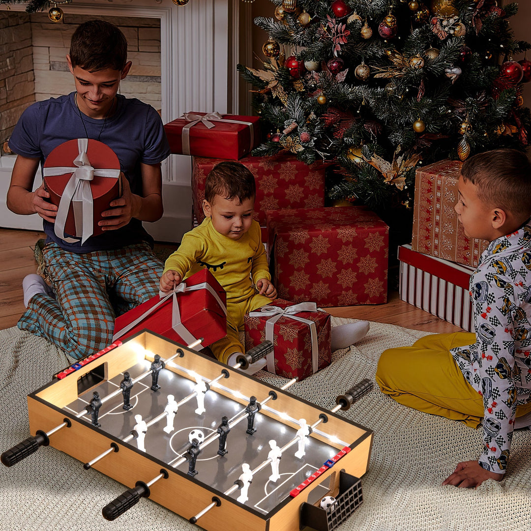 Tabletop Foosball Table with LED Lights and Non-Slip Handles