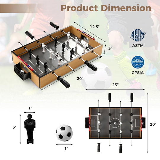 Tabletop Foosball Table with LED Lights and Non-Slip Handles