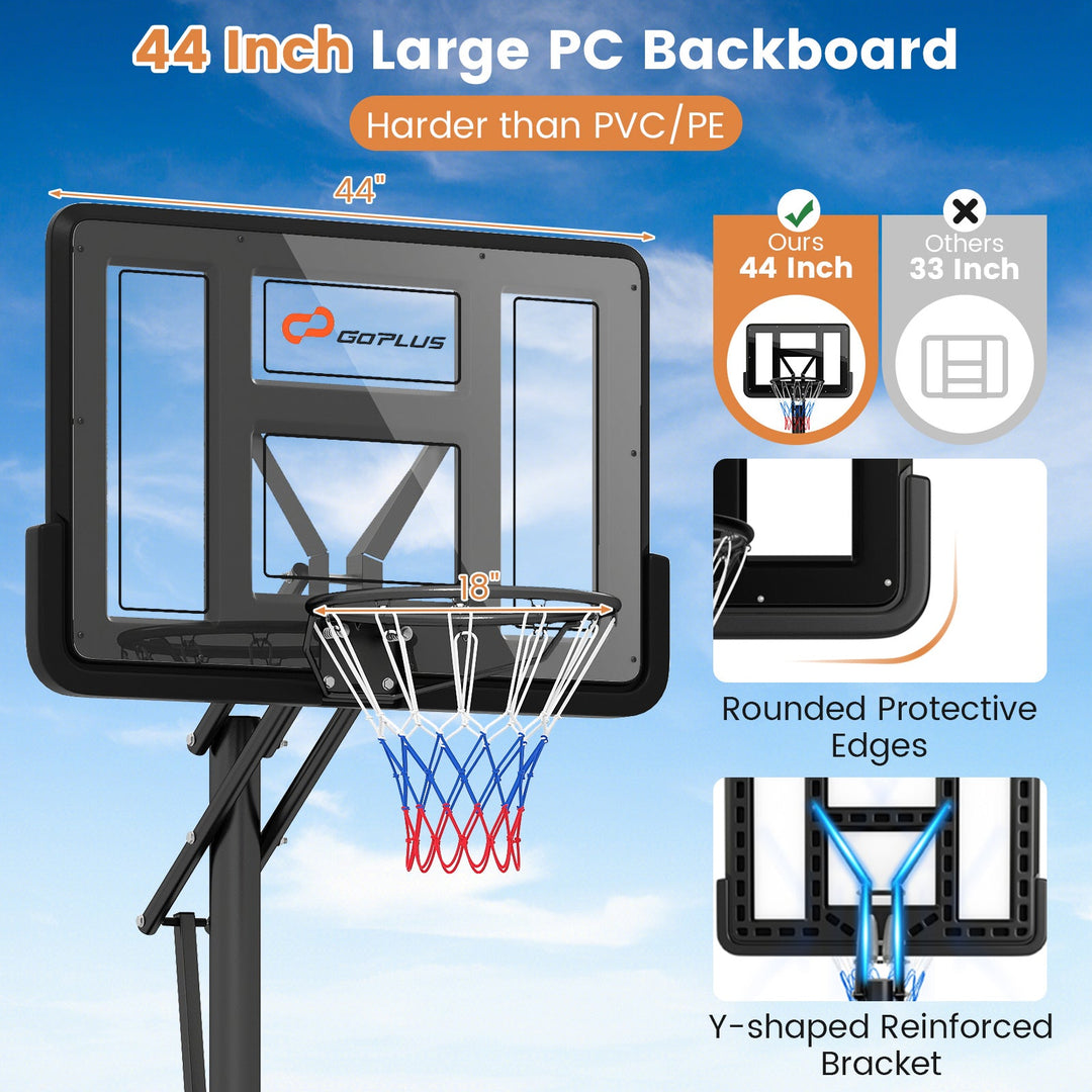 Portable Basketball Hoop with 4.6 to 10 Feet 10-Level Height Adjustable