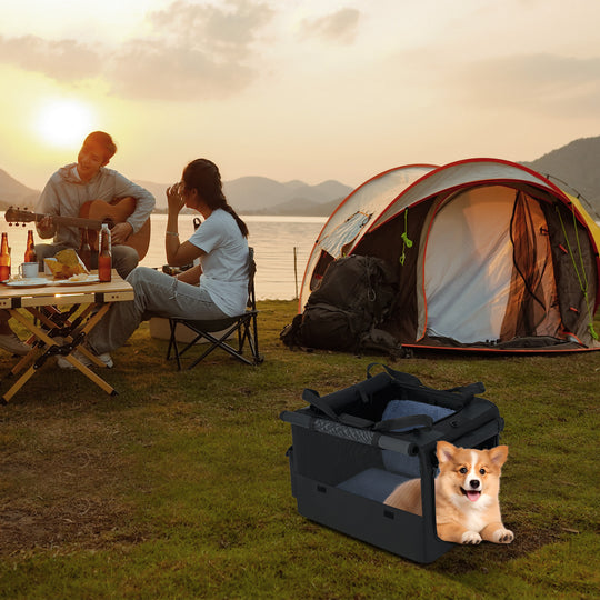 Portable Foldable Pet Carrying Bag with 2 Openings and Comfy Cushion-S