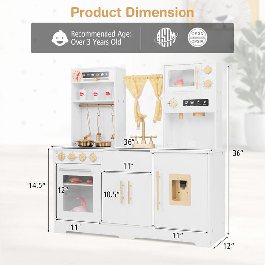 Pretend Play Kitchen for Kids with Coffee Maker-White