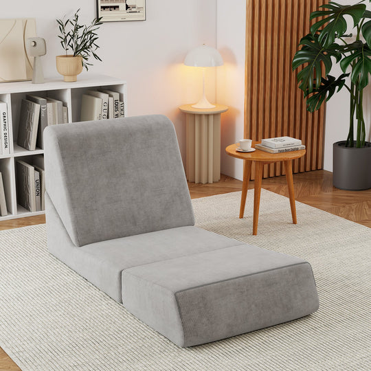 3-in-1 Folding Sofa Bed with Washable Zippered Cover-Gray