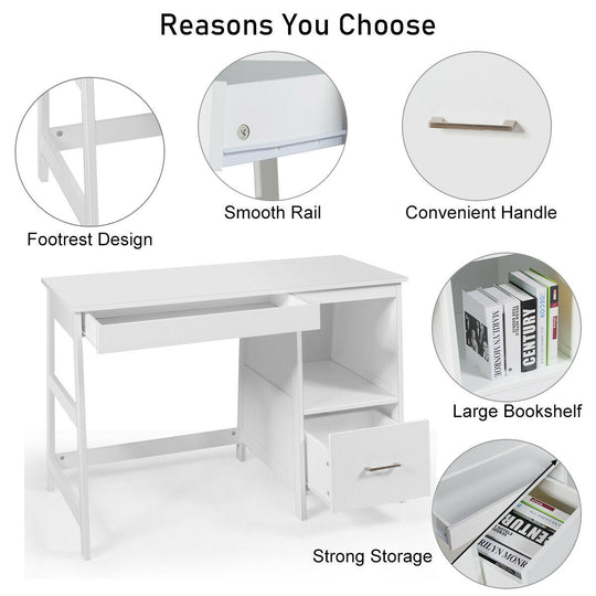 47.5 Inch Modern Home Computer Desk with 2 Storage Drawers