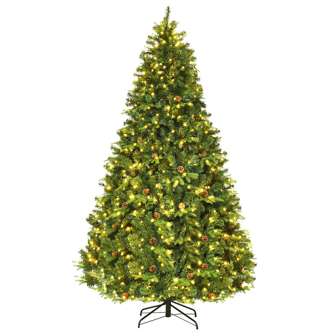 7.5 ft Artificial Christmas Tree with LED Lights and Pine Cones