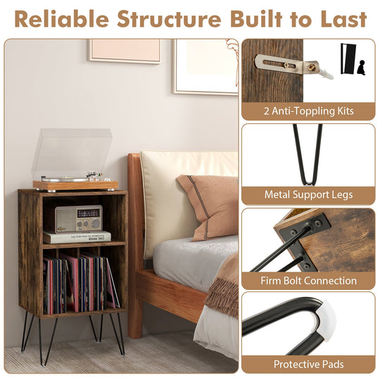 Record Player Stand with Charging Station