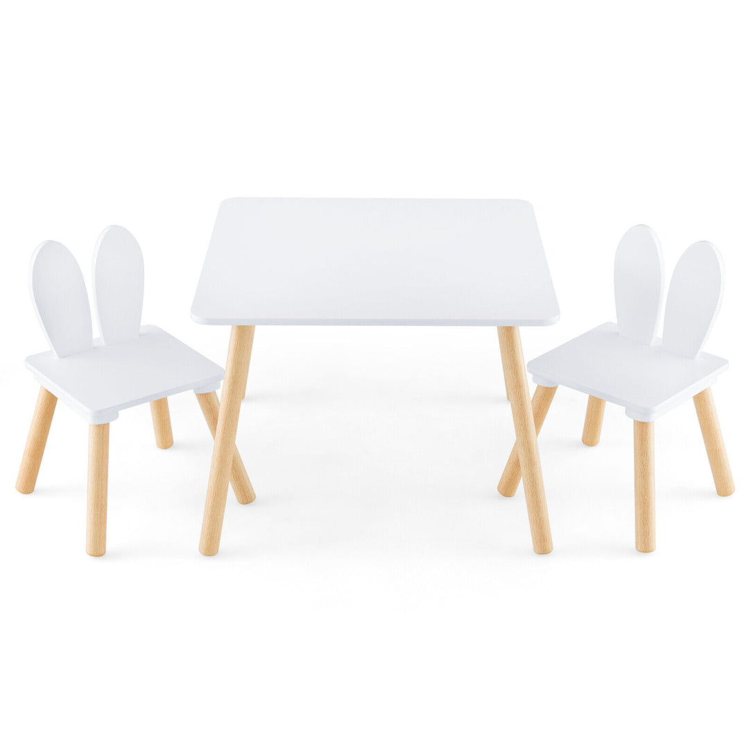 3 Pieces Kids Table and Chairs Set for Arts Crafts Snack Time-White