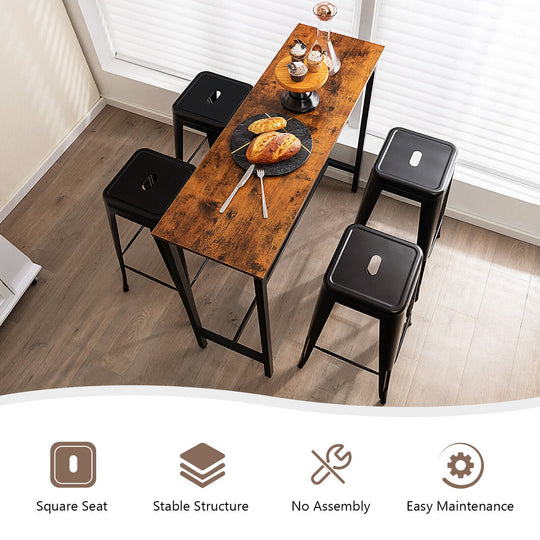 30 Inch Bar Stools Set of 4 with Square Seat and Handling Hole