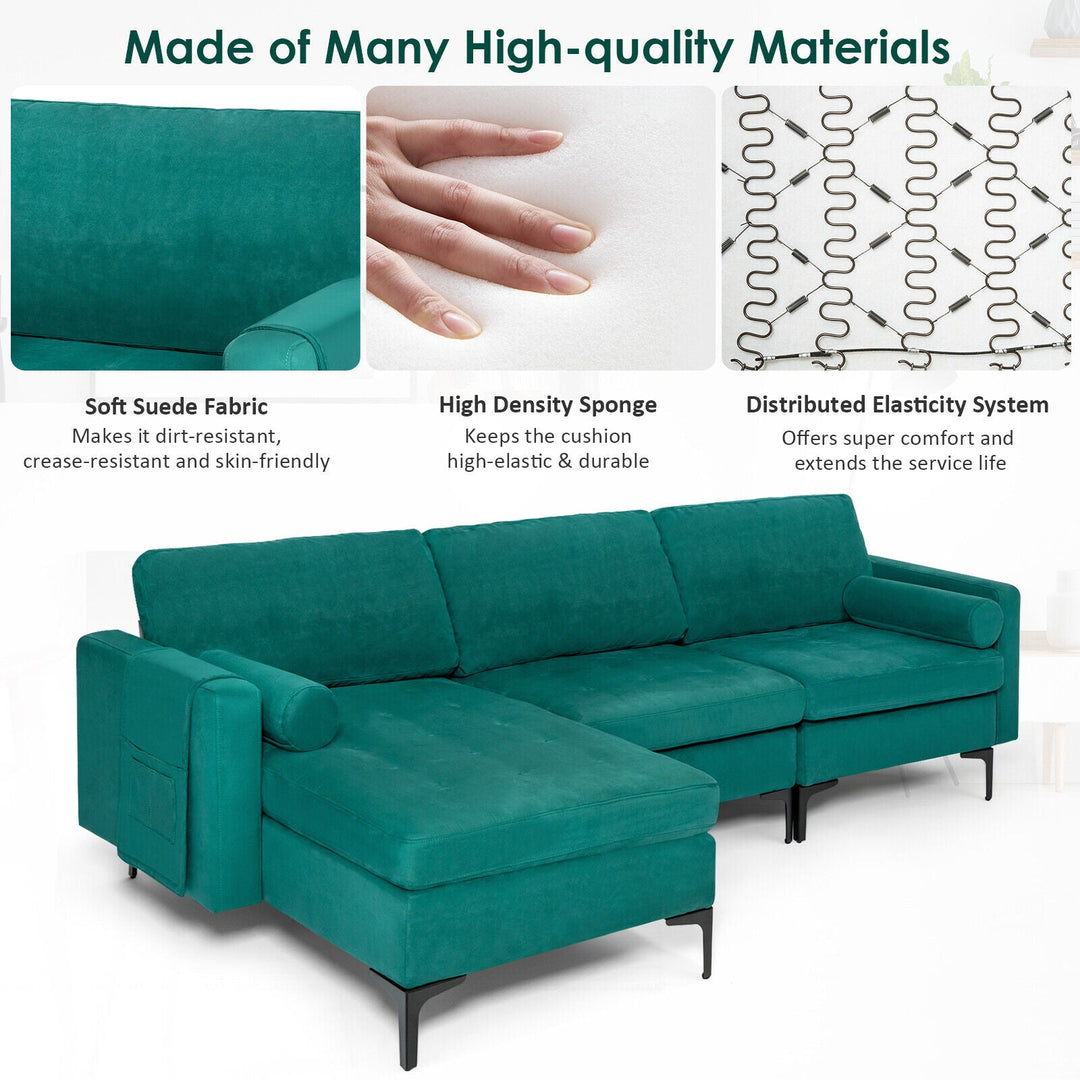 3-Seat L-Shaped Sectional Sofa with USB Ports & Storage