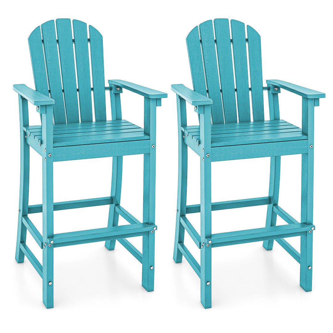 Set of 2 Counter Height Outdoor HDPE Bar Stool with Armrests and Footrest