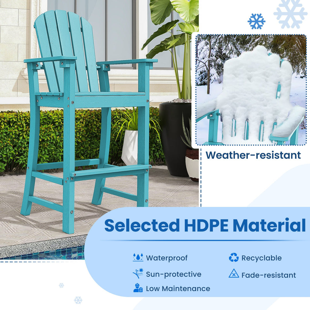 Set of 2 Counter Height Outdoor HDPE Bar Stool with Armrests and Footrest