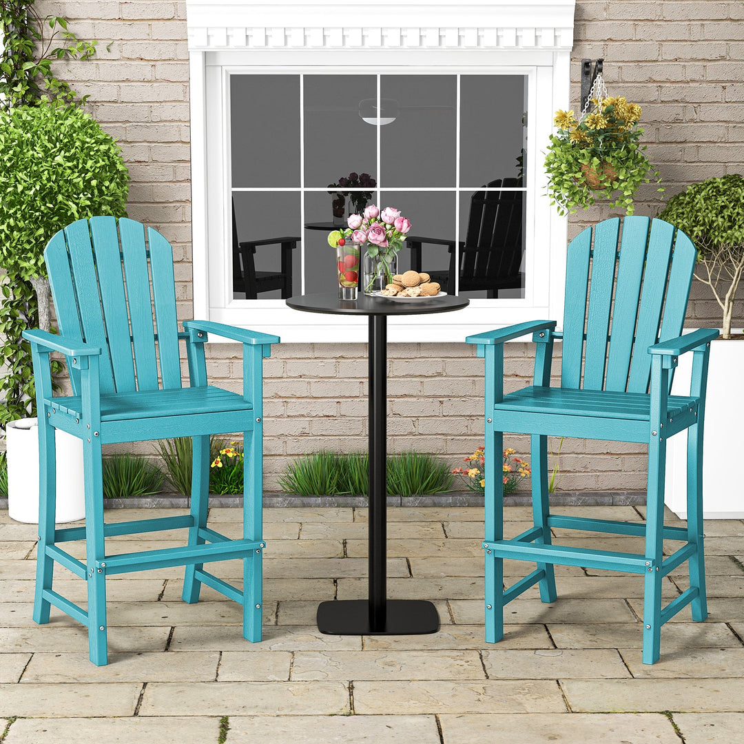 Set of 2 Counter Height Outdoor HDPE Bar Stool with Armrests and Footrest