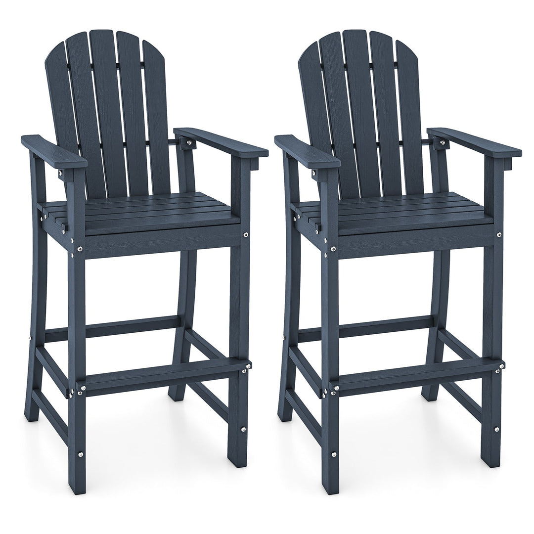 Set of 2 Counter Height Outdoor HDPE Bar Stool with Armrests and Footrest