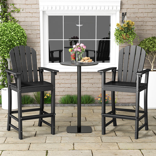 Set of 2 Counter Height Outdoor HDPE Bar Stool with Armrests and Footrest