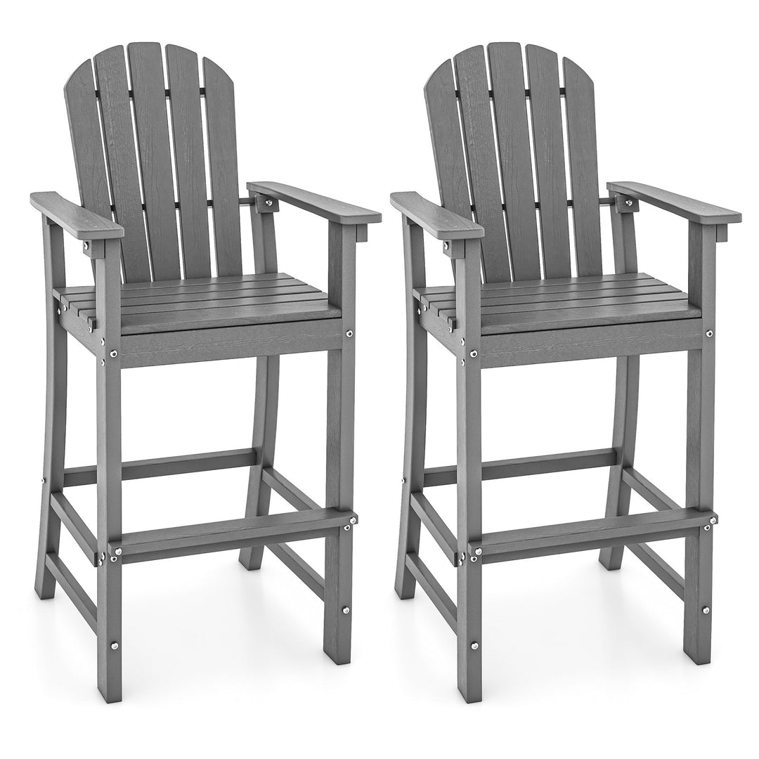 Set of 2 Counter Height Outdoor HDPE Bar Stool with Armrests and Footrest