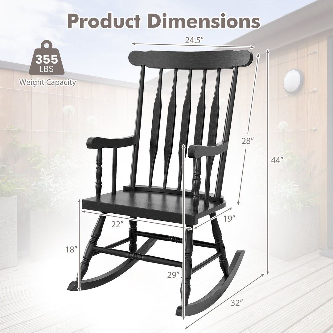 Rocking Chair with Solid Wooden Frame for Garden and Patio