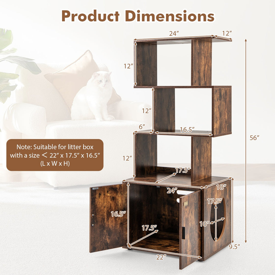 56 Inch Tall Cat Litter Box Enclosure with Storage
