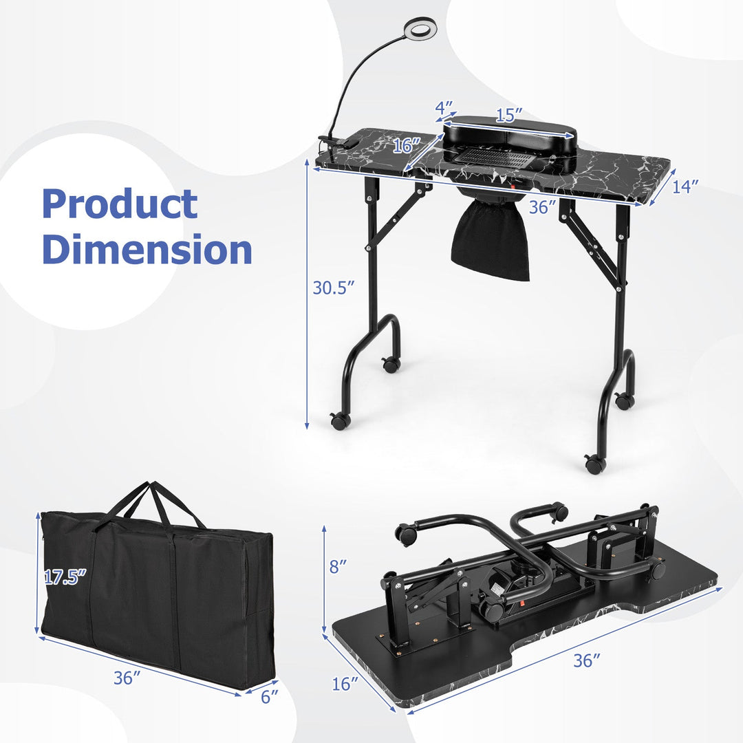 Folding Manicure Nail Table with Electric Dust Collector