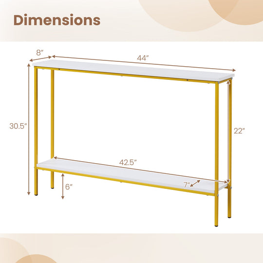 44 Inch Console Table with Shelf with Dual Anti-Tipping Kits
