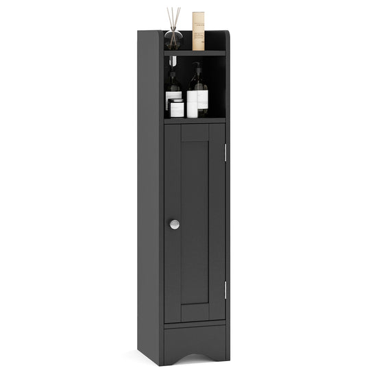 Slim Bathroom Cabinet Corner with 1 Door and Adjustable Shelves