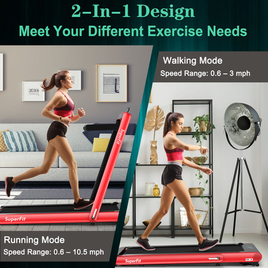 4.75HP 2 In 1 Folding Treadmill with Remote APP Control