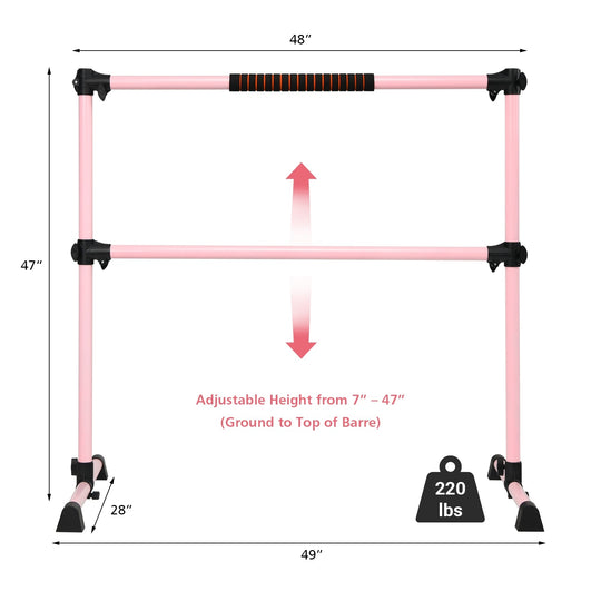 4 Feet Portable Ballet Barre with Adjustable Height