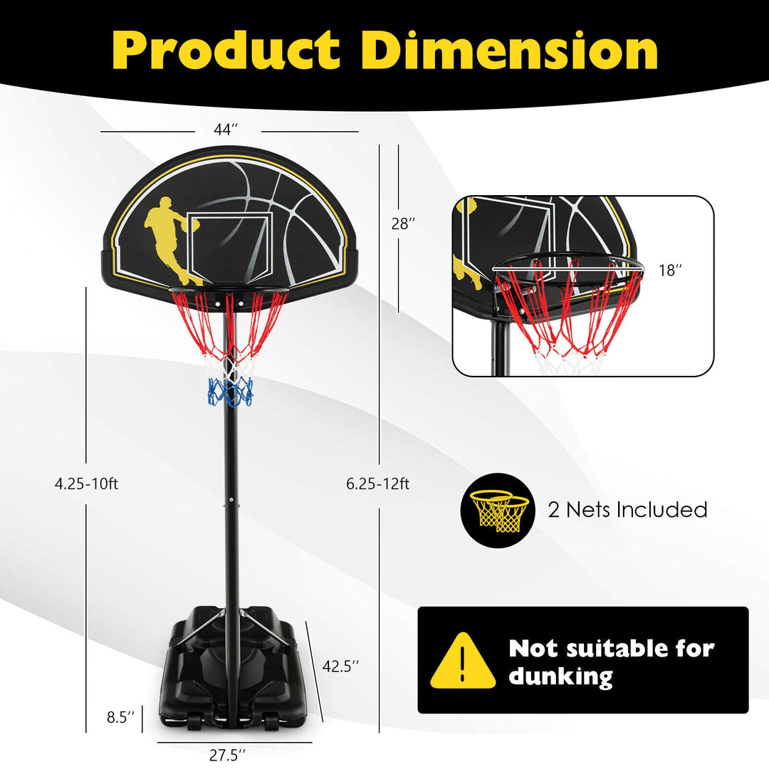 Adjustable Basketball Hoop System 4.25-10 Feet Portable