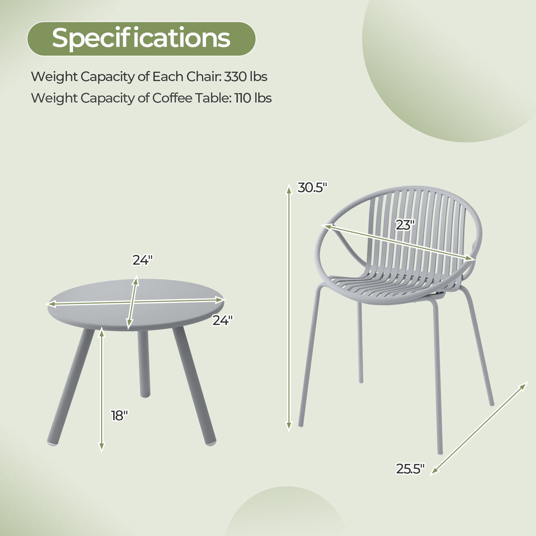3-Piece Patio Conversation Set with Round Coffee Table