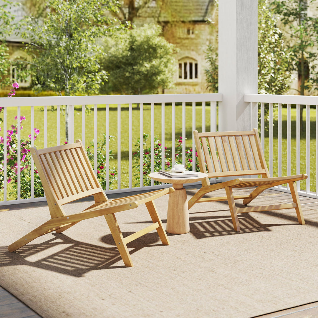 Teak Wood Outdoor Reclining Chair with Comfortable Backrest