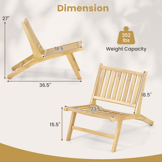 Teak Wood Outdoor Reclining Chair with Comfortable Backrest
