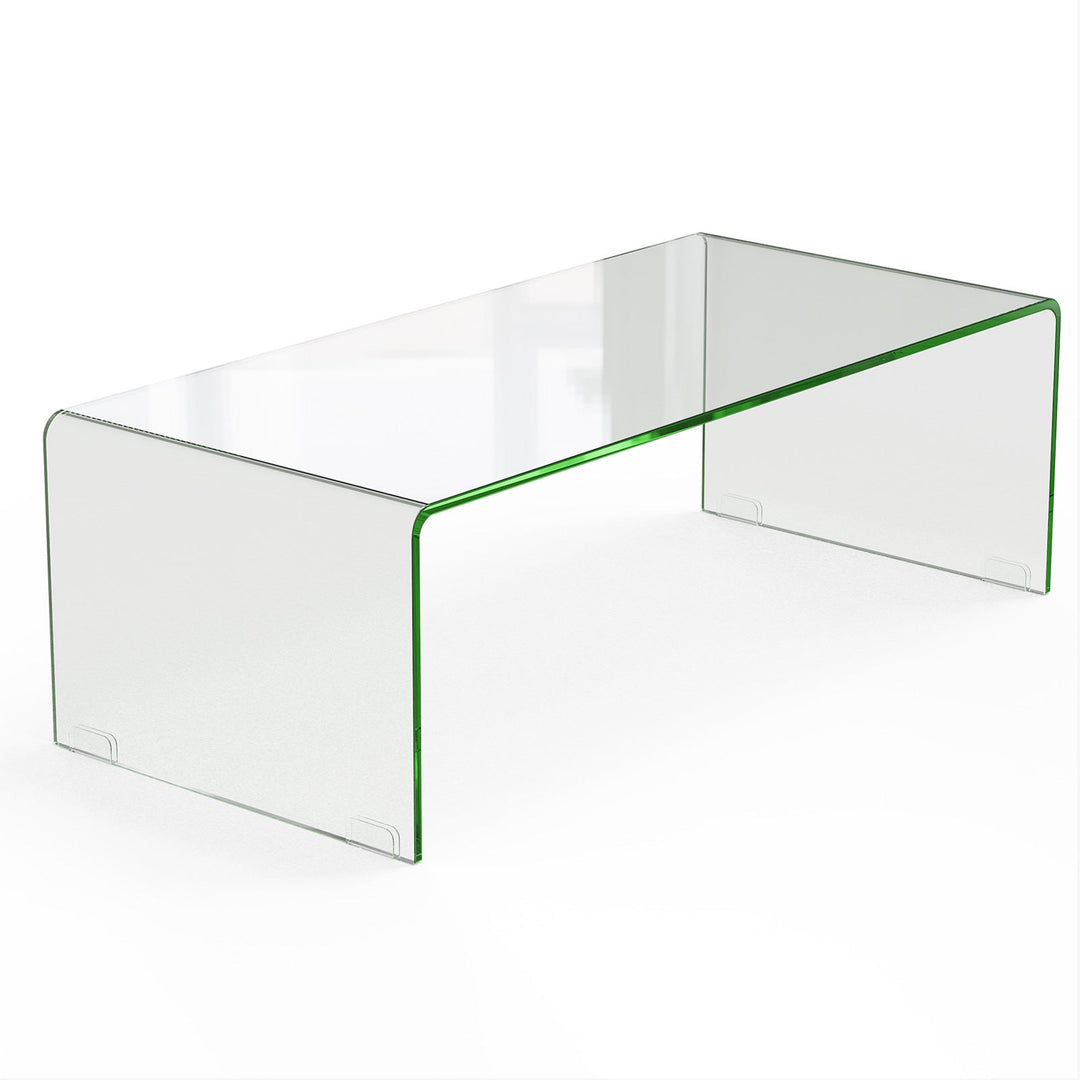 42 x 19.7 Inch Clear Tempered Glass Coffee Table with Rounded Edges-Transparent