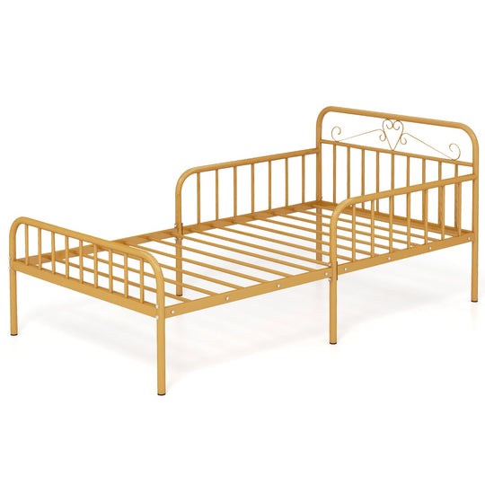 Twin Size Bed Frame with Headboard and Safety Side Guardrails