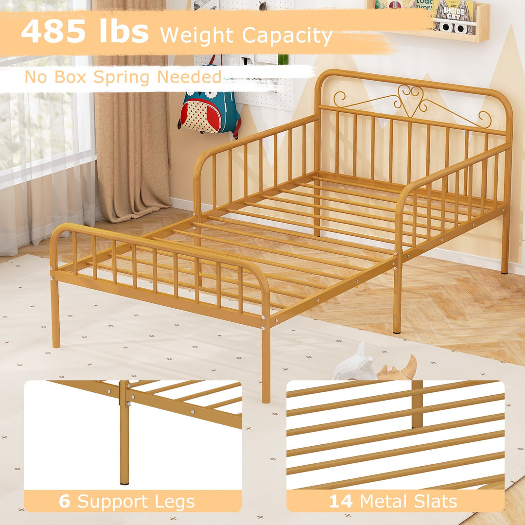 Twin Size Bed Frame with Headboard and Safety Side Guardrails