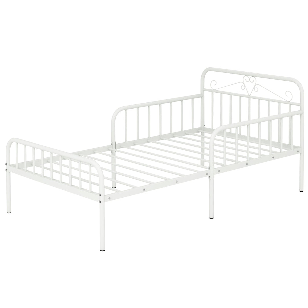 Twin Size Bed Frame with Headboard and Safety Side Guardrails