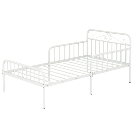 Twin Size Bed Frame with Headboard and Safety Side Guardrails