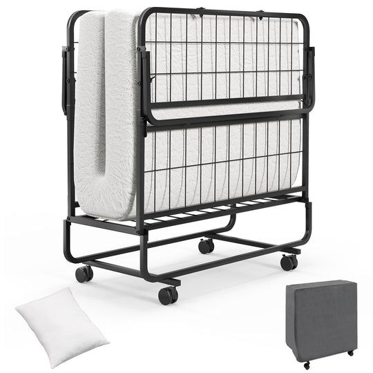 Folding Guest Bed with Memory Foam Mattress and Pillow
