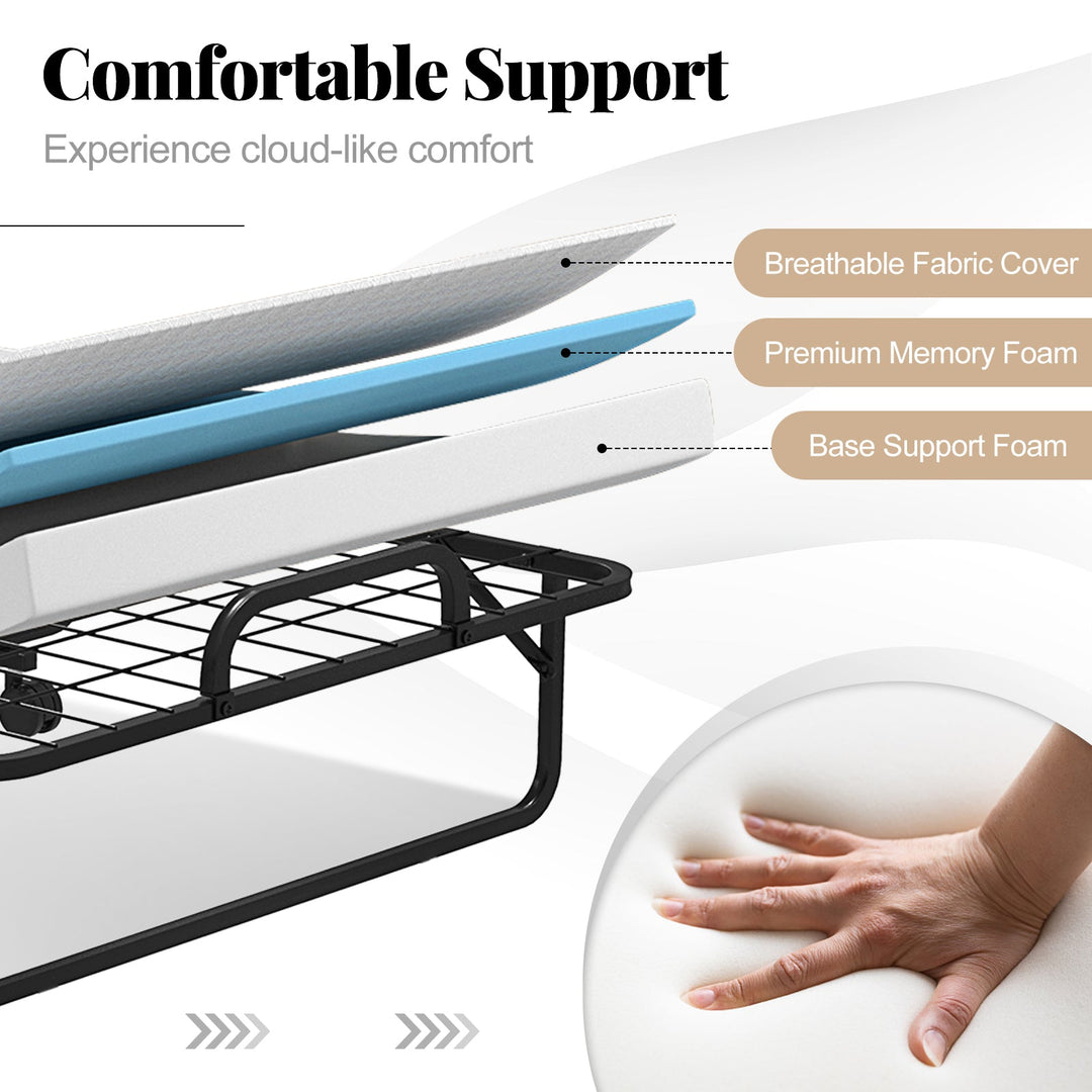 Folding Guest Bed with Memory Foam Mattress and Pillow