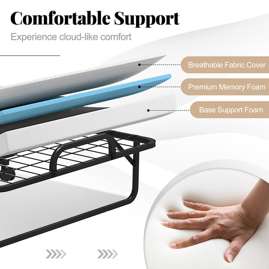 Folding Guest Bed with Memory Foam Mattress and Pillow